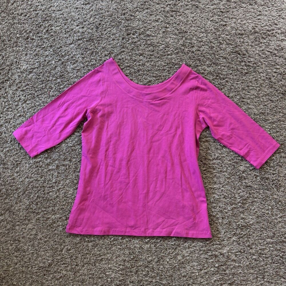 The J.peterman company women's 3/4 sleeve top size Large Pink Boat Neck